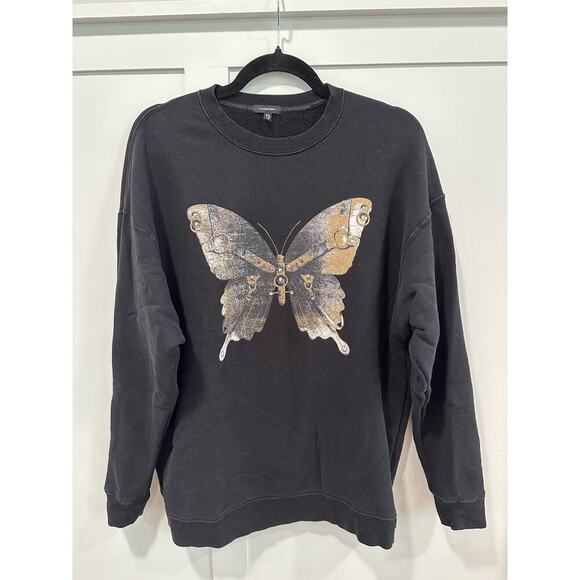 R13 Bondage Butterfly Oversized Crewneck Sweatshirt in Acid Black - Unisex - Picture 2 of 3